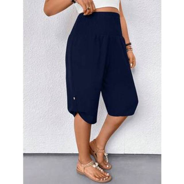 SHEIN Women&#39;s Casual Elastic Waist Wide Leg Culottes