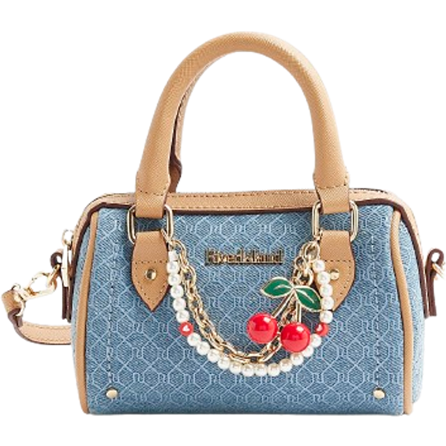 River Island Womens Blue Denim Mini Cross Body Bowler Bag - One Size