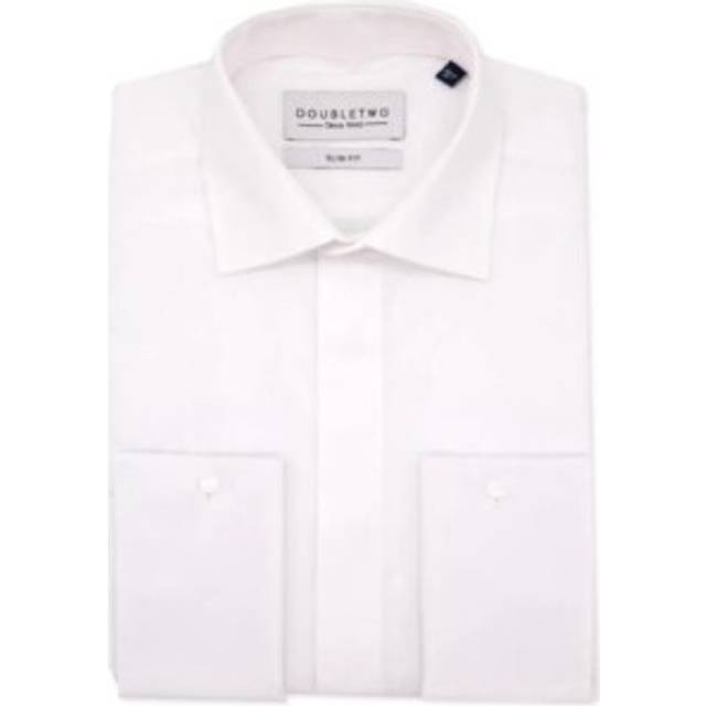 Tailored Fit White Plain Front Dress Shirt - 16 in