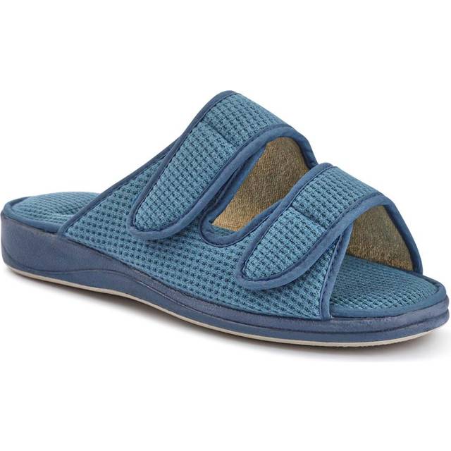 Extra-Wide Touch-Fasten Mule Slippers - RAVINA / 327 509 - Blue - 6