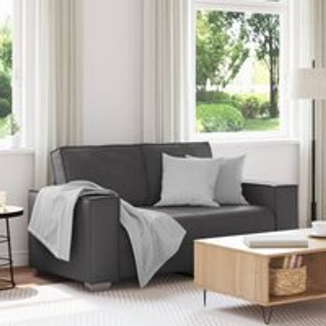 Grey Loveseat Sofa 120 cm - Faux Leather - One Size