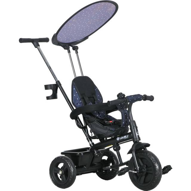 HOMCOM 6 In 1 White Kids Tricycle W/ Removable Handle For 1.5+ Year - Dark Blue | TJ Hughes