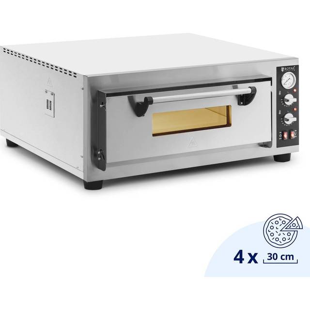 Electric Pizza Oven - 4 x 30 cm - 1 chamber - 4200 W - fireclay stone - Royal Catering RCPO-1004-N