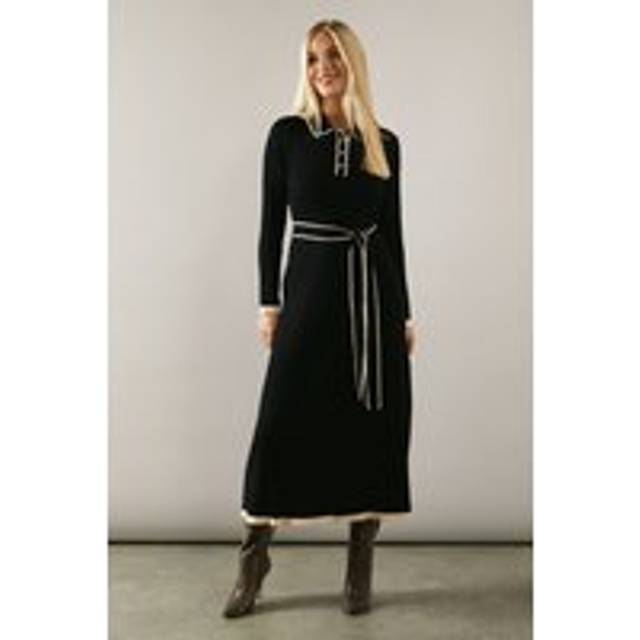 Wallis womens knitted dress black mid fit elegant versatile all day wear