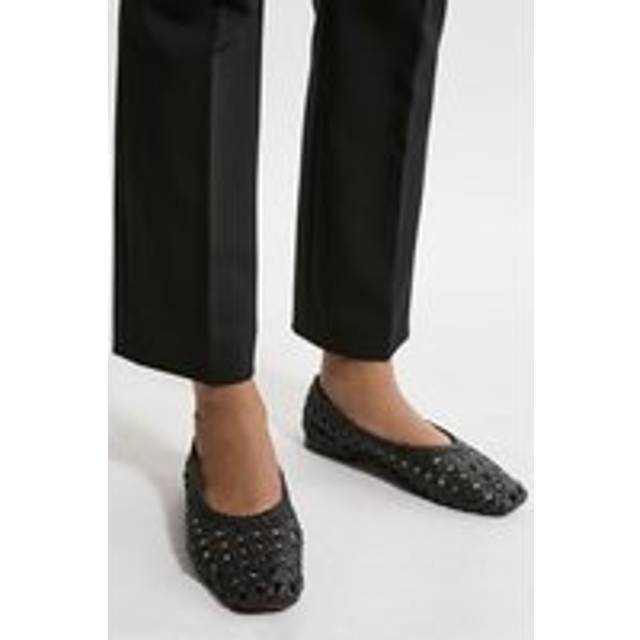 Leather Woven Ballet Pump - Black