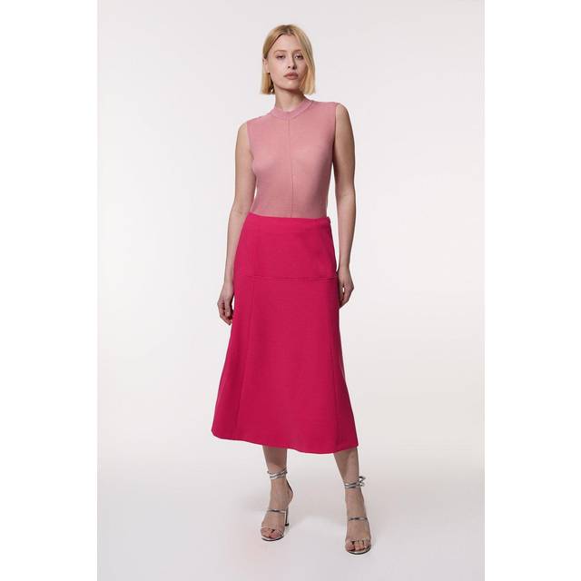 Tailored Textured Full Midi Skirt - Pink