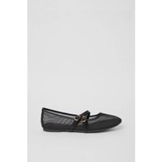 Womens Mesh Net Ballet Flat - Black - 4