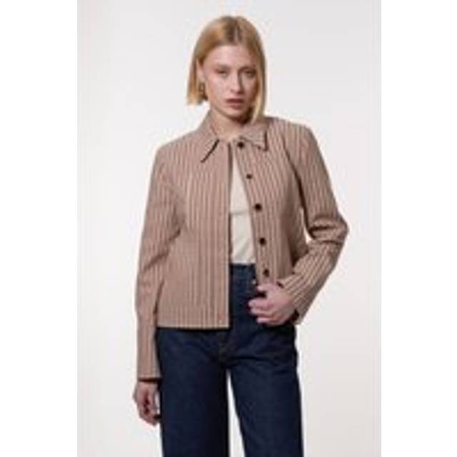 Jacquard Single Breasted Tailored Blazer - Camel - 6