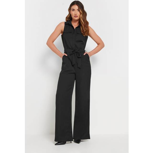 Lts Tall Black Woven Sleeveless Wide Leg Jumpsuit 12 Lts | Tall Women's Jumpsuits