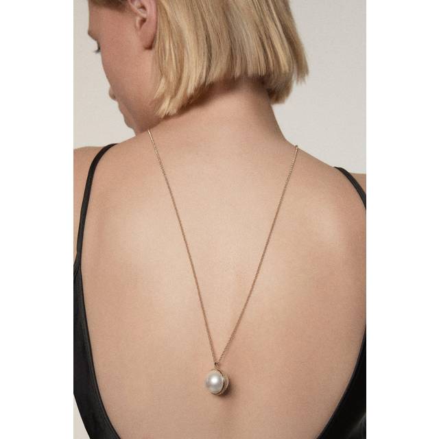 14kt Plated Large Pearl Ball Pendant Necklace - Gold