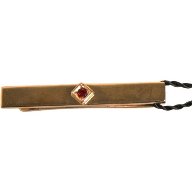 Dolce & Gabbana Gold Tone Brass Crystal Branded Tie Clip Men's Bar - One Size / Gold