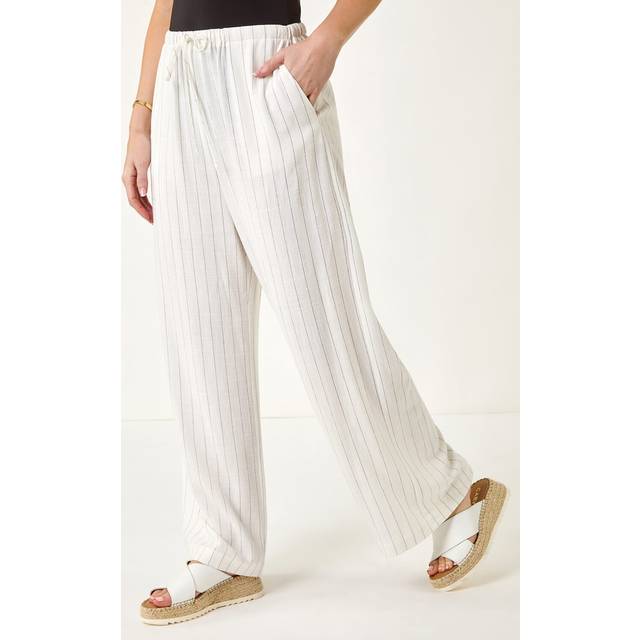 Stripe Linen Mix Trouser - White - 12