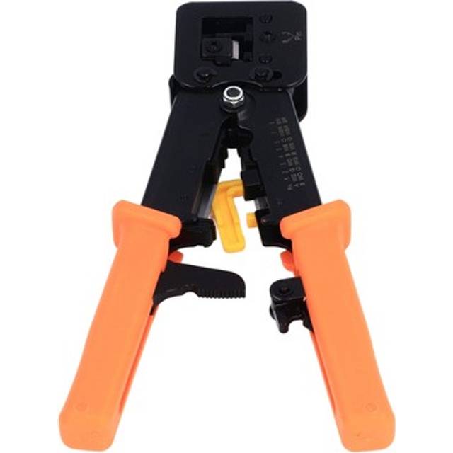 Orange Rj45 Crimping Tool Pass Through Cat6 Cat5e Ethernet Wire Crimper Stee Bst