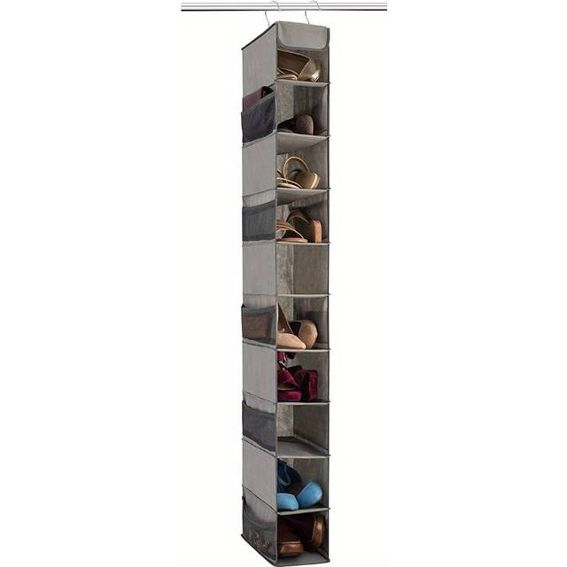 TEMU Zober Hanging Shoe Organizer For Closet, 10 Shelves - Hanging Shoe Rack W/ Side Pockets - Narrow, Space Saving, Durable