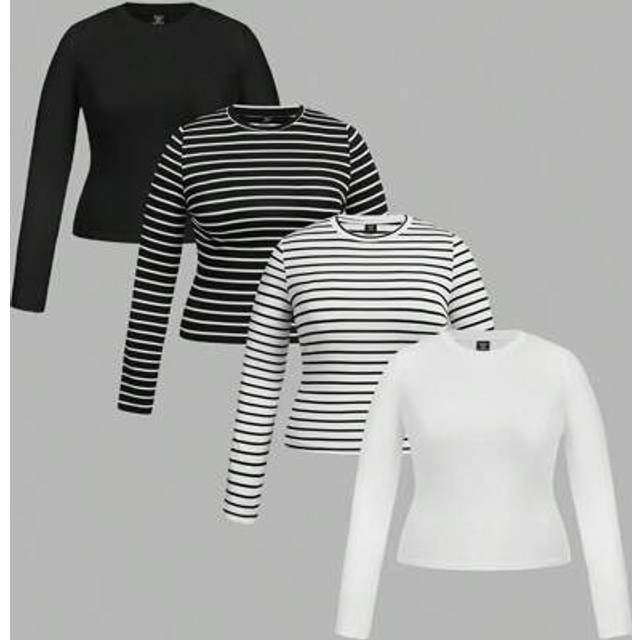 SHEIN Plus Size Women&#39;s Spring Valentine Day Going Out Tops Women Business Casual Woman Crop Tops New Fashion Casual Sports Commuting Elegant Bestie Outfit