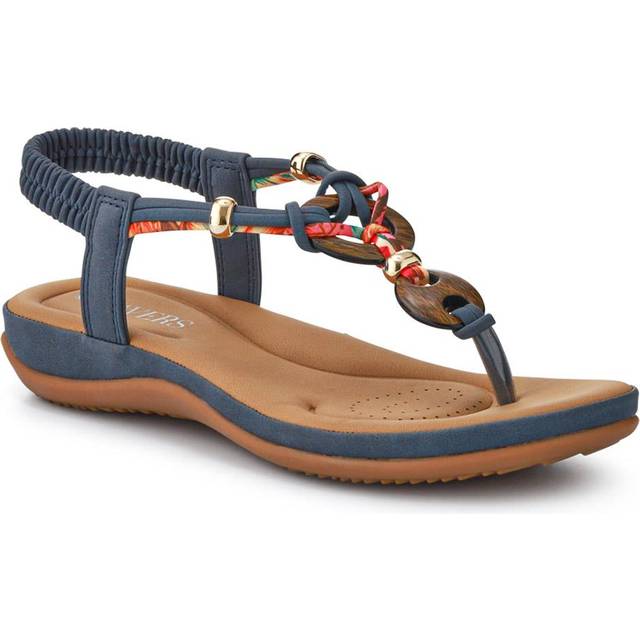 Elasticated Toe Post Sandals - BAIZH41046 / 327 216 - Denim - 5