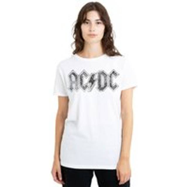 AC/DC Paisley Logo Ladies T Shirt, White