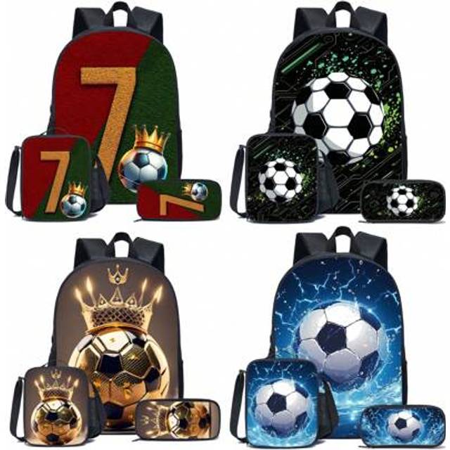 SHEIN 3pcs Game-Black/Neon/Colours Themed Backpack Set With Lunch Box & Pencil Case&Storage Bag - Polyester, Lightweight, Fashionable Mixed Colors