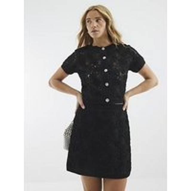 River Island Womens Black Short Sleeve Lace Cardigan