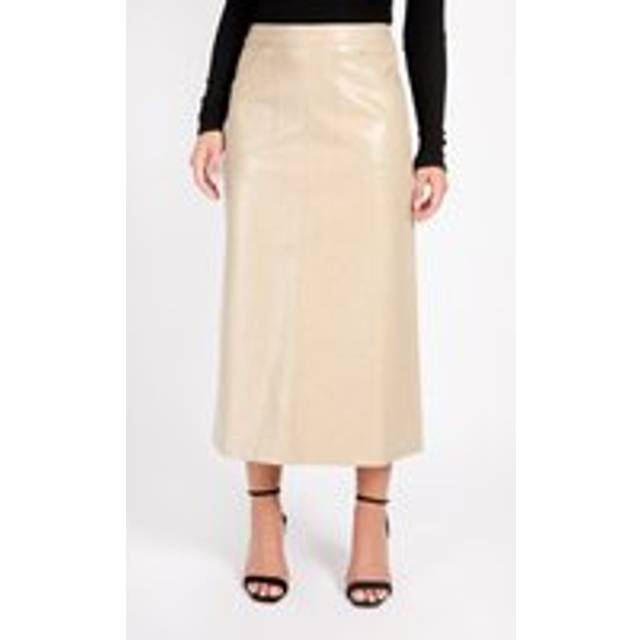 Oatmeal Cracked PU Midaxi Skirt - Natural - 14