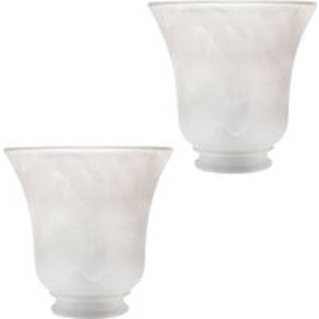Traditional and Classic Pair of White Alabaster Glass Shades with Curving Body - One Size