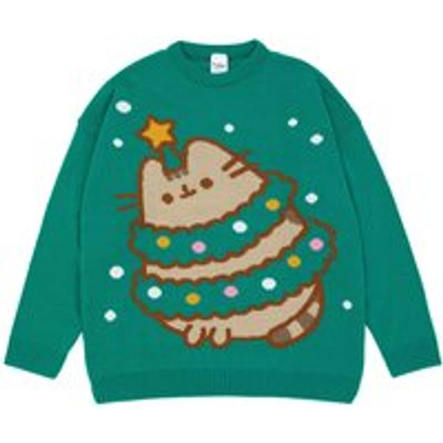 (Medium) Pusheen Christmas Jumper (Womens Green)