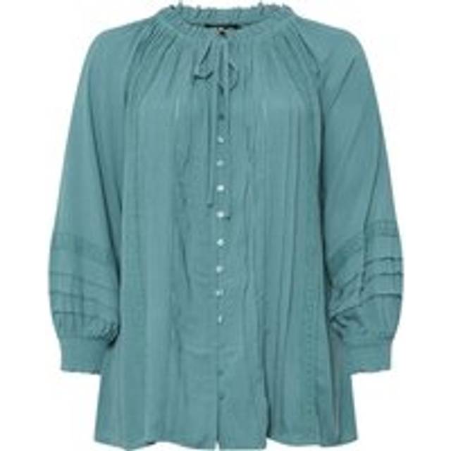 Yours Curve Blue Tie Neck Pintuck Top, Women's Curve & Plus Size, Yours - 26-28