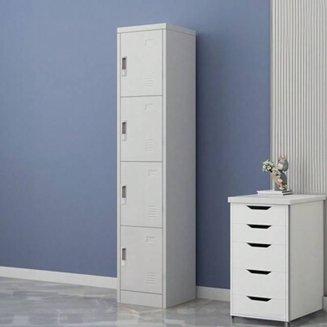 SHEIN Living And Home 4-Tier Metal Vertical File Cabinet With Lock, White