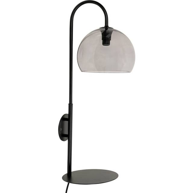 ValueLights Glenn Smoked Glass Globe Wall Light with Matte Black Shelf