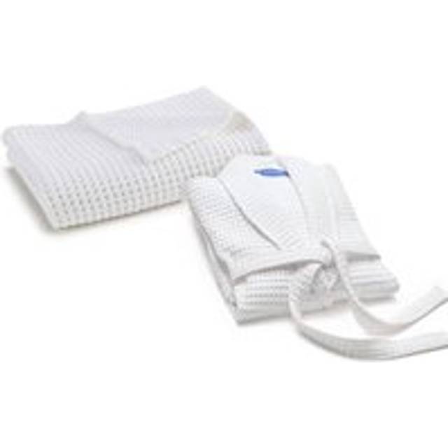 Waffle Kimono Style Robe and Bath Sheet Gift Set - White - S/M