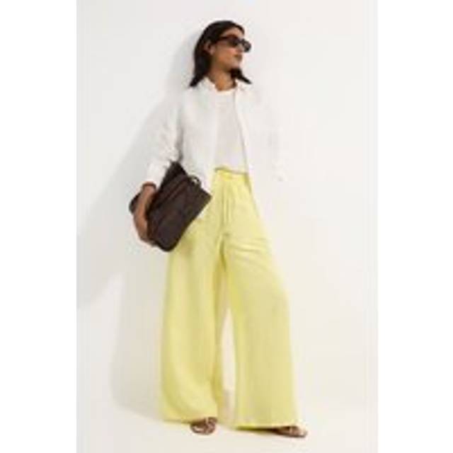 Viscose Linen Tie Waist Woven Trouser - Green