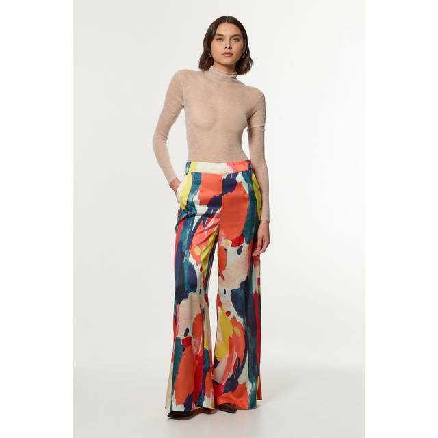 Tall Satin Wide Leg Woven Trouser - Multi - 10