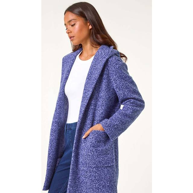 Roman Petite Navy Hooded Edge to Edge Coatigan - Size 8
