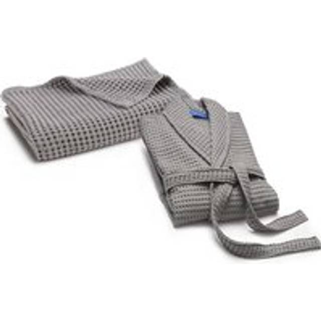 Waffle Kimono Style Robe and Bath Sheet Gift Set - Grey - S/M