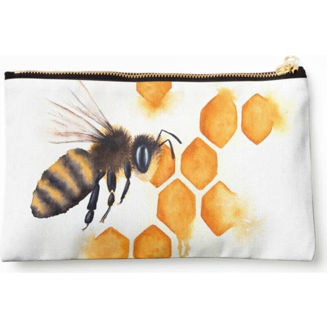 Makeup Bag Honey Bee Watercolor Cosmetic Organizer Tyvek Paper Bags Zipper Pouch