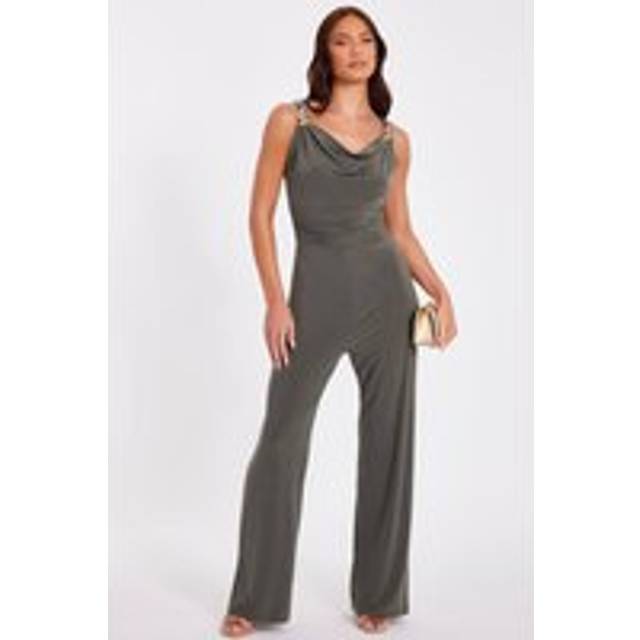 Womens Khaki Buckle Detail Jumpsuit - Green - 12