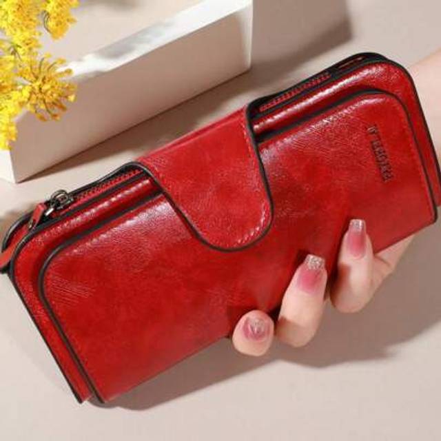 SHEIN New Fashion Women Simple Oiled Leather Solid Color Coin Clutch Birthday Christmas Gifts For Women Wallet Purse Wallet Long Wallet