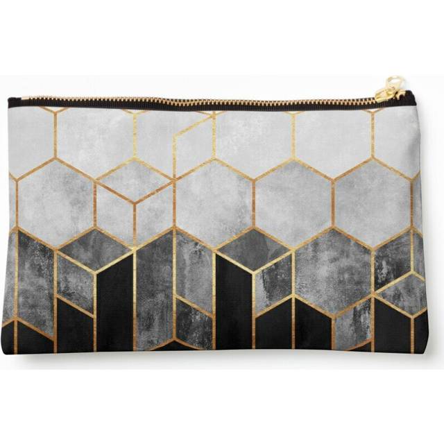 Makeup Bag Charcoal Hexagons Cosmetic Organizer Tyvek Paper Bags Zipper Pouch