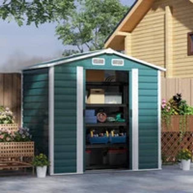 Outsunny 7 x 4ft Upgraded Metal Shed with Lock, none
