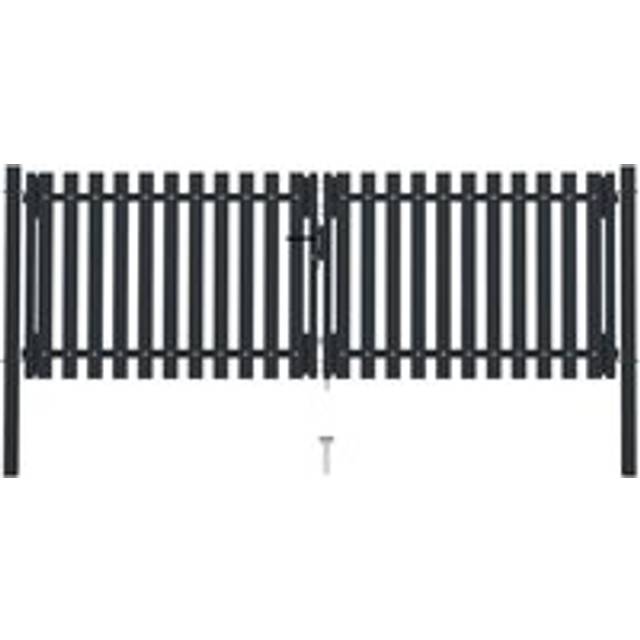 Double Door Fence Gate Steel 306x150 cm Anthracite - Multi - One Size