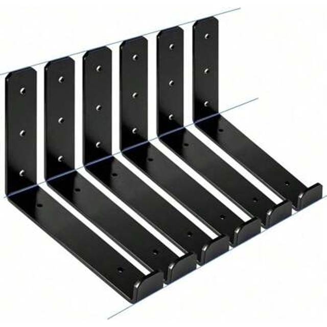 SHEIN 4Pack Heavy Duty Shelf Bracket 9 Inches Carbon Steel Hooks L Metal Bracket 60KG Load Capacity Wall Mounted Floating Shelf Bracket With Hardware For Ho