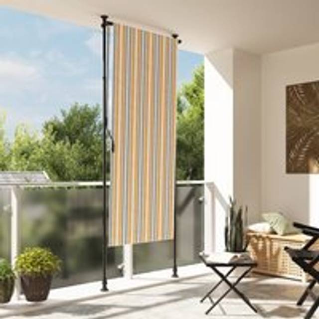 Outdoor Roller Blind Blue and White 120x270 cm Fabric&Steel - One Size