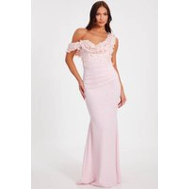 Womens Pale Pink Floral Drop Sleeve Maxi Dress - 14