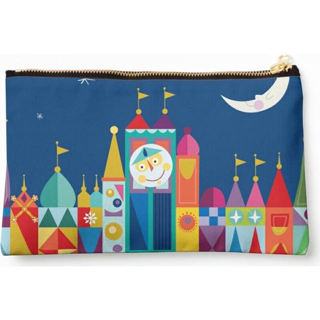 Makeup Bag It's A Small World Castle With Moon and Stars Bold Rainbow Color Print and Decor Cosmetic Organizer Tyvek Paper Bags Zipper Pouch