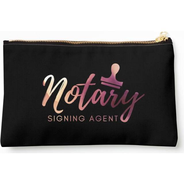 Makeup Bag Notary Signing Agent Pink Gold Cosmetic Organizer Tyvek Paper Bags Zipper Pouch