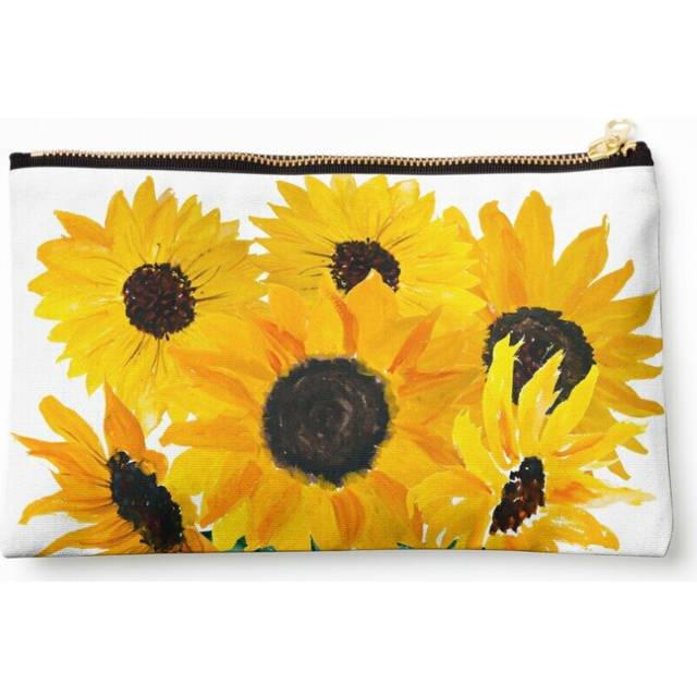 Makeup Bag Painted sunflower bouquet Cosmetic Organizer Tyvek Paper Bags Zipper Pouch