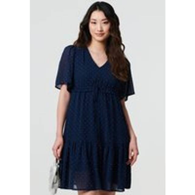 Sparkly Dot Print Semi Sheer Short Dress - Blue - 10