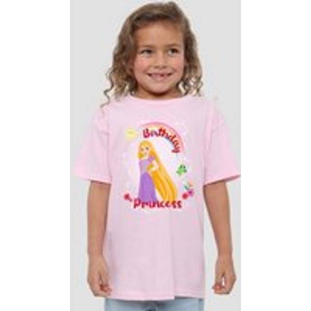 Tangled Birthday Princess With Rapunzel And Pascal Kids T-Shirt Pink - 7-8 Years
