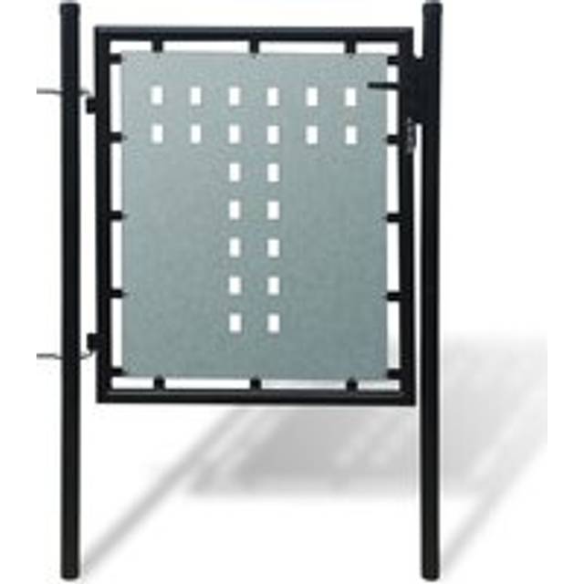Black Single Door Fence Gate 100 x 125 cm - One Size