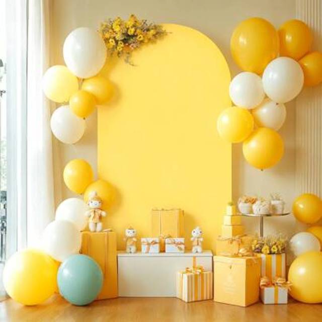 SHEIN Arch Wedding Backdrop Cloth, High Stretch Birthday Party Background Set, Photography Semi-Circular Background Decor Curtain